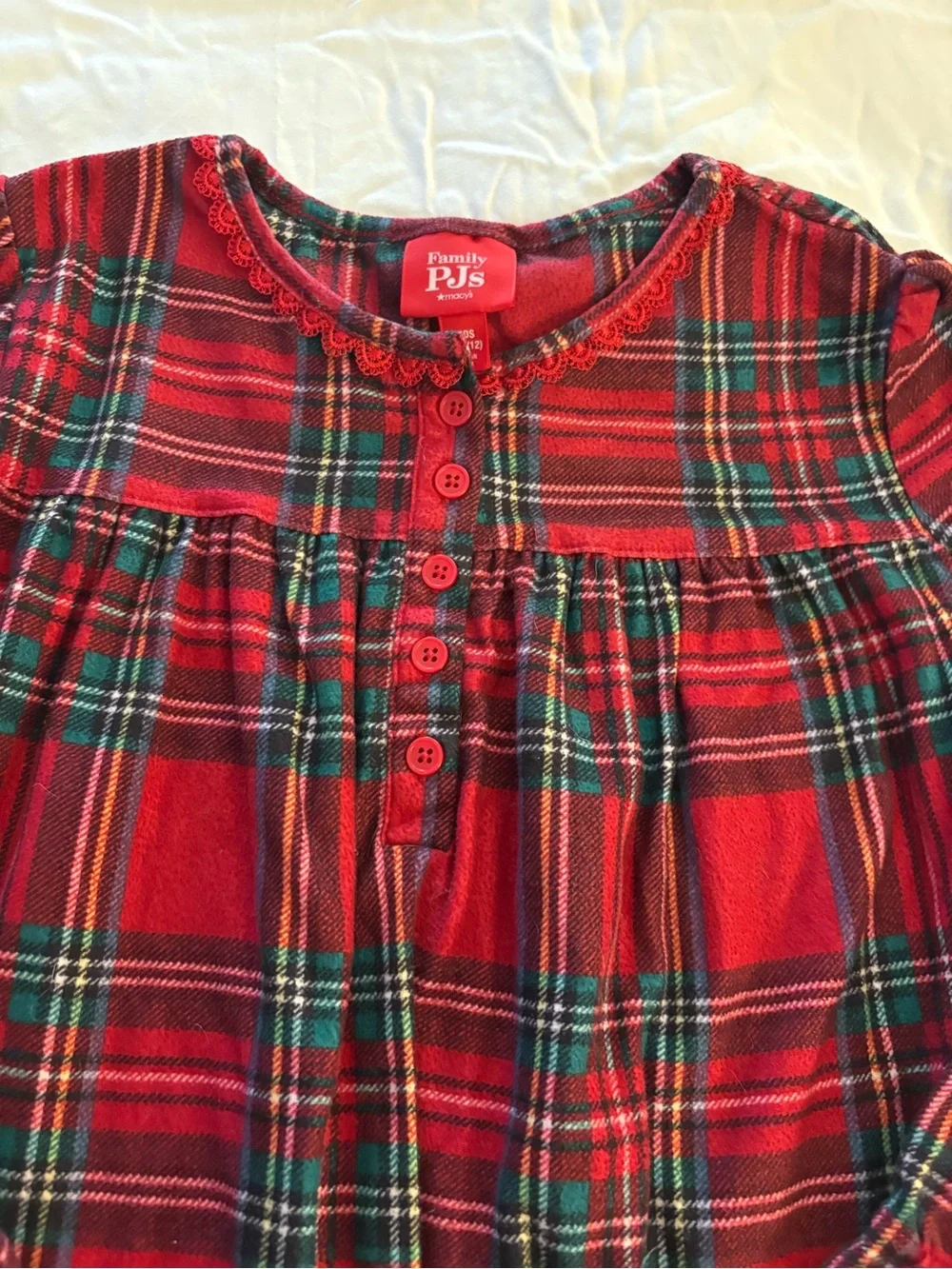 Macy's Red Green Plaid Girls' Nightgown
